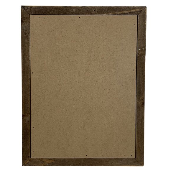 Cottage Embroidered Poppy or Sweet Peas Floral On Burlap Open Wood Rustic Frame - Picture 3 of 3